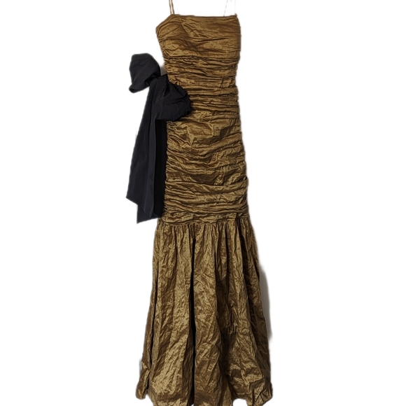 BCBG Gold Taffeta Gown XS - Picture 3 of 3